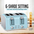 OVENTE 4-Slice Toaster with Extra Wide Slots, 6-Shade Browning Setting, 1400W Countertop Toaster, Light Blue TS4410LBL