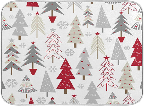 Nander Beautiful Christmas Tree Dish Drying Mat, Absorbent Reversible Dish Draining Mat for Kitchen Counter