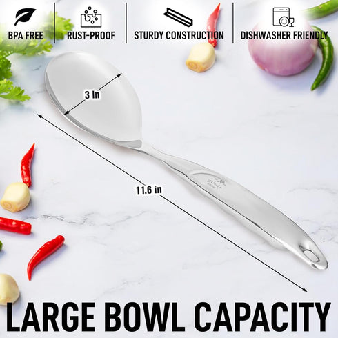 Zulay Kitchen Stainless Steel Cooking Utensil - Durable Kitchen Gadgets - Easy to Clean Kitchen Tools - 11.5" Spoon