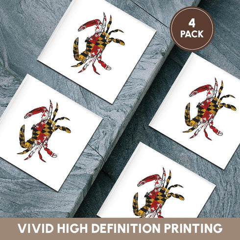 3dRose cst_193242_3 Maryland Crab Flag Ceramic Tile Coasters, Set of 4