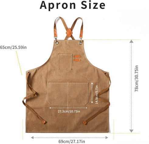Tosewever Canvas Cross Back Chef Cotton Aprons - Large Pockets for Men and Women