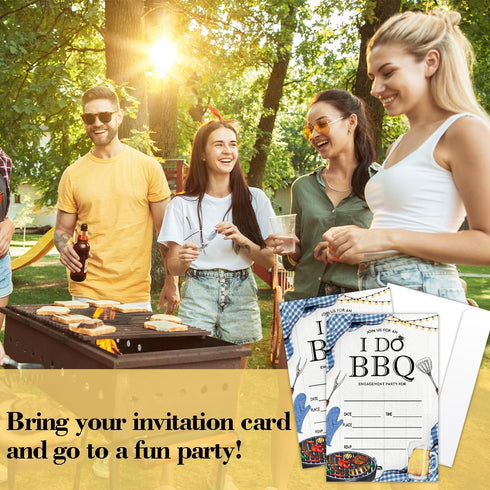 I Do BBQ Invitations with Envelopes for Wedding, Bridal Shower, Cook Out Invite Cards, L791