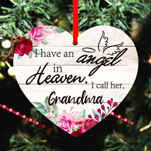 SICOHOME Memorial Christmas Ornament, I Have an Angel in Heaven, Sympathy Gift for Loss of Grandma