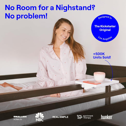 BedShelfie Bedside Shelf for Dorm Room Bunk Bed & Top Bunk, College Dorm Room Essentials, Bedside Caddy, Clip on