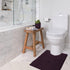 LuxUrux Plum Bath Mat, U-Shaped Contoured Rug for Around Toilet, Super Absorbent Shaggy Bath Rug
