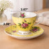 Set 4, 8 oz, Set BTaT- Floral Tea Cups and Saucers, of Fine Porcelain Teacup with Gold Trim for Afternoon Tea