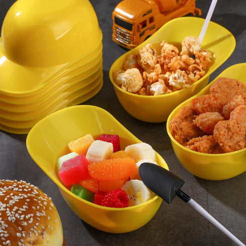 12 Set 8 oz Gejoy Yellow Helmet Snack Ice Cream Bowl Construction Hard Hats Snack Bowl Mini Sundae Bowl with Novelty