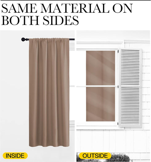 NICETOWN Kitchen Window Blackout Curtains, Thermal Insulated Rod Pocket Draperies for Bedroom/Kitchen (Cappuccino, Set