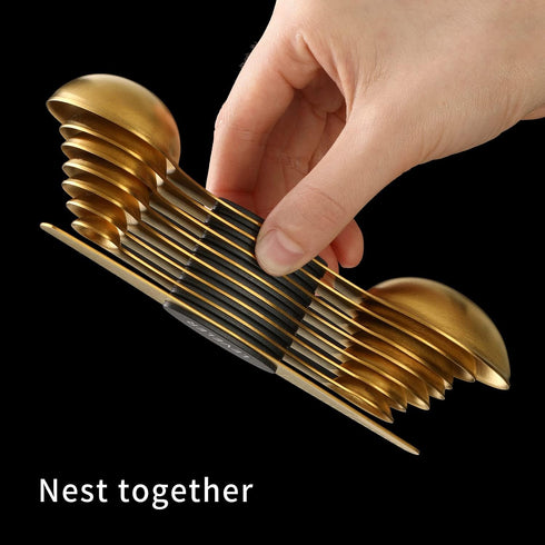 Magnetic Measuring Spoons Set, Stainless Steel, Dual Sided, Stackable, Set of 8 (Gold)