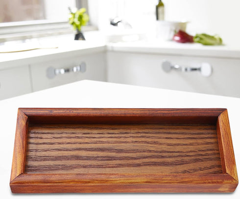 Wooden Serving Tray,Rectangle Wooden Tea Tray Fruit Snack Candy Dish Coffee Table Tray Countertop Organizer for Kitchen Countertop Home Decor (20 * 8cm) by AYNEFY