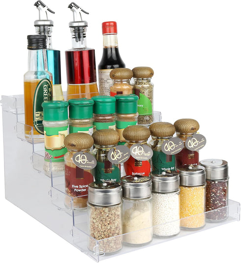 Spice Rack, No Tool Needed Self-derived Snap On Assembly Shelf for Kitchen Cabinet Organizer (5 Tier)