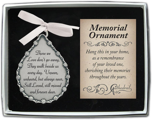 Cathedral Art Abbey & CA Gift Tear-Shaped Memorial Ornament, One Size, Silver, Christmas