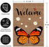 Welcome Monarch Butterfly Garden Flag | Double Sided Burlap Vertical Yard Flags for Personalized Decor 12.5x18 Inch