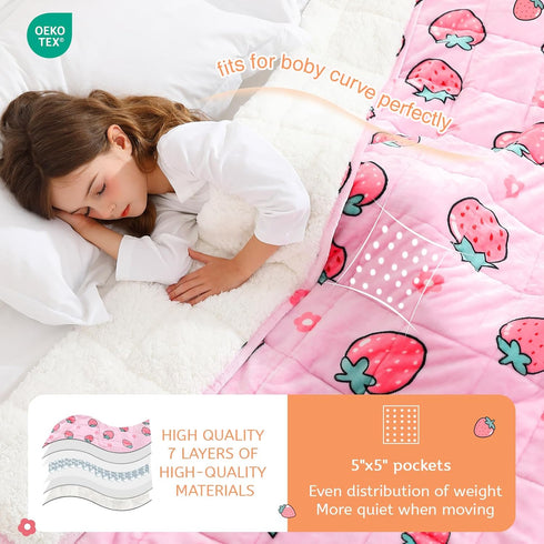 7 41"x 60",Soft 60-90lbs, Weighted Blanket pounds Twin Size Sherpa Fleece Heavy Blanket for Sleeping Perfect for Cute