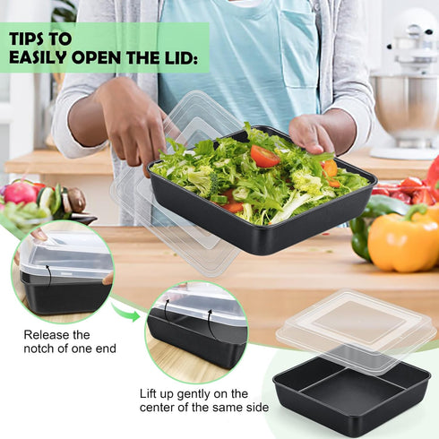 TeamFar 9 Inch Square Cake Pan with Lid, Non-Stick Square Baking Roasting Pan with Stainless Steel Core