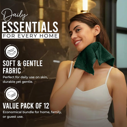 12 Pack 100% 12 12 Inches, 550 RIVERSIDE Premium Cotton Face Wash Cloths, x Soft & Absorbent Face Towels for Bathroom