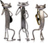 Too-arts A Playing Guitar Cat Metal Sculpture, Iron Statue Handwork Handicrafts, 3 Funny Design