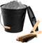 FEED GARDEN 3.5 Gallon Mini Ash Bucket with Lid, Shovel, Broom, Iron Metal Bucket for Fireplace Fire Pits, Indoor