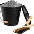 FEED GARDEN 3.5 Gallon Mini Ash Bucket with Lid, Shovel, Broom, Iron Metal Bucket for Fireplace Fire Pits, Indoor