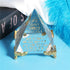 Waltz&F Crystal Sanskrit Pyramid with Pillars, Home Office Party Desk Decoration, 3.1'' Gold