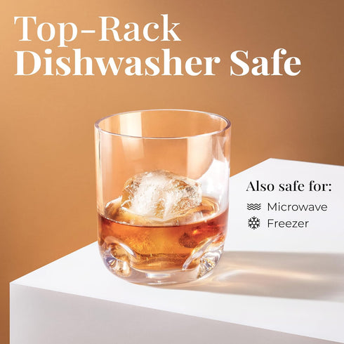 Vivocci 12.5 oz Unbreakable Tritan Plastic Whiskey & Double Old Fashioned Glasses - Set of 6 - Dishwasher Safe Barware