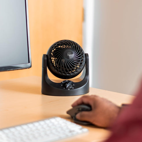 IRIS USA WOOZOO Fan, Small Desk Fan with 3 Speeds, 32ft Air Distance, 7 Inch Mini Fan, 112° Adjustable Tilt, Black
