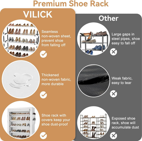 5 20-24 Closet, VILICK Shoe Rack with Cover, Tier Shoe Organizer Storage for Pair Shoes and Boots Large Shoe Storage