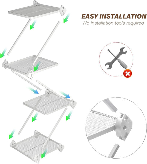 Small White 4 Tier Vertical Shoe Rack Shelf - Metal Tall Shoe Organizer for Entryway, Bedroom, Living Room - Space