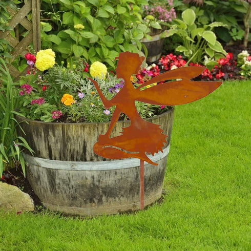 Zerodis Decorative Garden Stakes, Garden Fairies Metal Art Garden Stakes Fairy Silhouette Metal Yard Stakes Arts Outdoor Garden Decoration Silhouette (C) by Zerodis