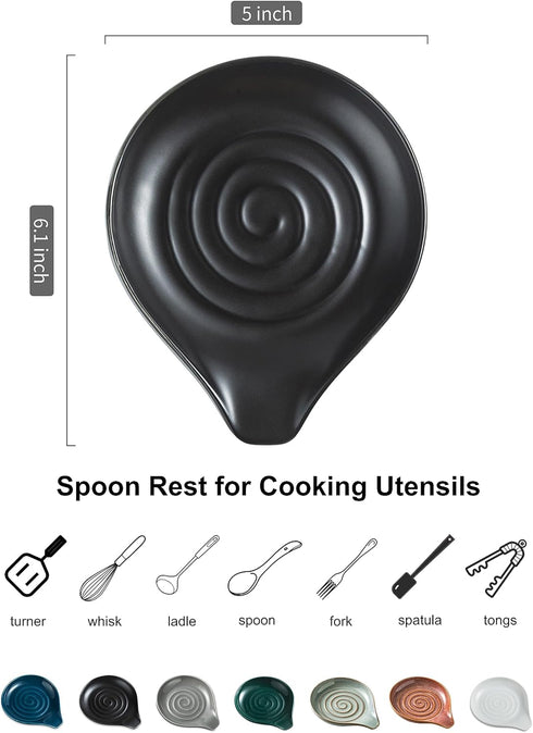 LAUCHUH Spoon Rest for Stove Top Cooking Spoon Holder for Kitchen Countertop Large Holder for Spatula, Spoons or Tong, Halloween Decor, Mother's Day Gifts, Black