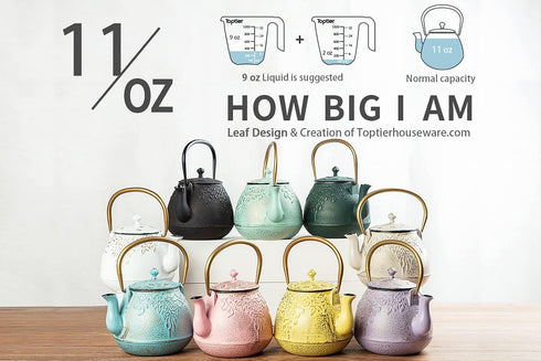 Toptier Mini Little Teapot, Super Small Cast Iron Teapot for Stove Top, Palm-Sized Japanese Stovetop Safe Tea Kettle