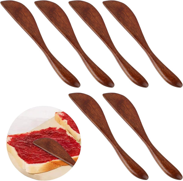 6Pcs Wooden Butter Knife, 5.9 Inch Jelly Cheese Spreaders for Kitchen & Restaurant (6Pcs)