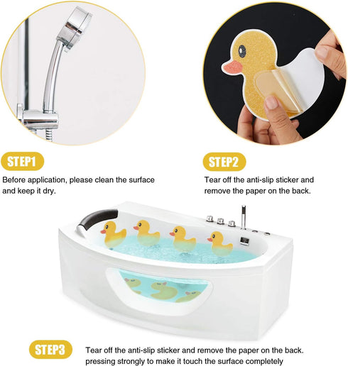 4.5" 3.5" Secopad Non Slip Bathtub Stickers, Duck Adhesive Kids Anti Slip Decal Treads for Shower and Bath Tub