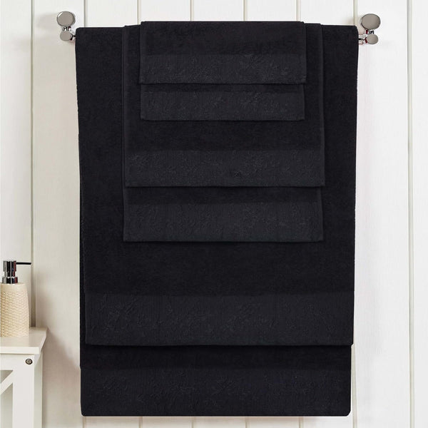 Superior 6 Piece Cotton Towel Set, Floral Jacquard Dobby Border, Quick Dry,