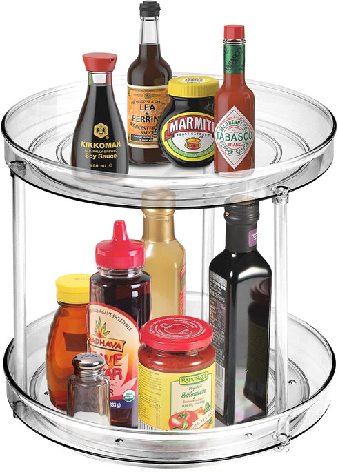 Amolliar 2 Tier 9 Inch Lazy Susan Turntable Organizer for Cabinet, Spice Rack Food Storage Container for Kitchen