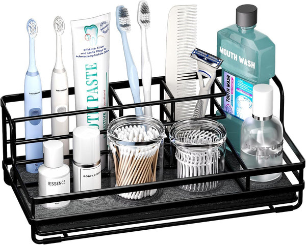 HapiRm Toothbrush Holders for Bathroom - 5 Partitions Bathroom Counter Organizer with