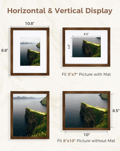 8x10 5x7 8x10 1 Pack Marsmiles Wooden Picture Frame, USA-Sourced Natural Oak Solid Wood Photo Frame with Plexiglass