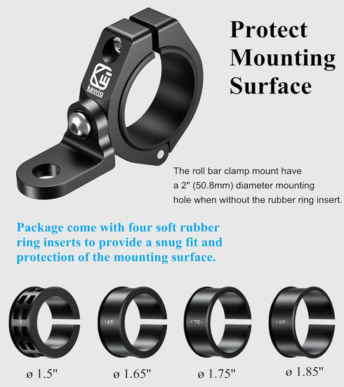 BRCOVAN 2PCS UTV Whip Light Mount, Solid Aluminum Alloy Off-Road LED Light Bar Mounting Bracket, 360° Adjustable