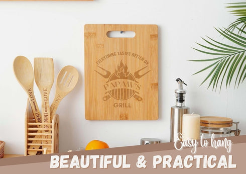 INNObeta Papaw Gifts Bamboo Cutting Board for Grandpa, 11.41"x8.66", Perfect for Father's Day and Christmas