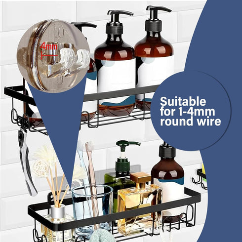 YOLOPLUS+ 8 Pack Shower Caddy Adhesive Hooks, Strong Sticker Hooks for Bathroom Shower Caddy Accessories