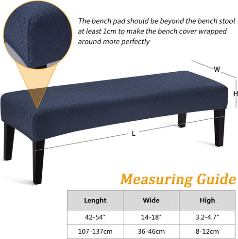 Fuloon Stretch Jacquard Dining Bench Cover - Anti-Dust Removable Bench Slipcover Washable Seat Cushion Protector