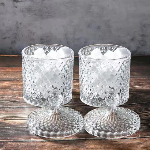 2 Pack rejomiik Qtip Holder Glass Apothecary Jars with Lid Bathroom Accessories Vanity Organizers and Makeup Storage