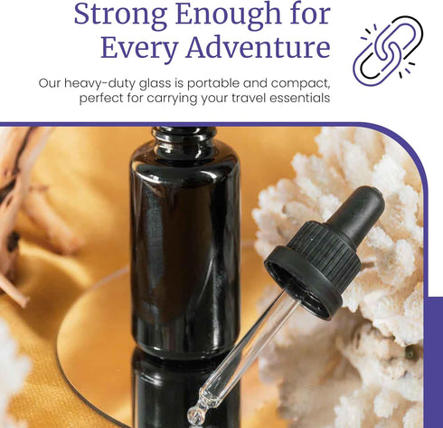 Infinity Jars Glass Dropper Bottle - 30ML Ultraviolet Black Glass Tincture Bottle with Eye Droppers, 3 Pack