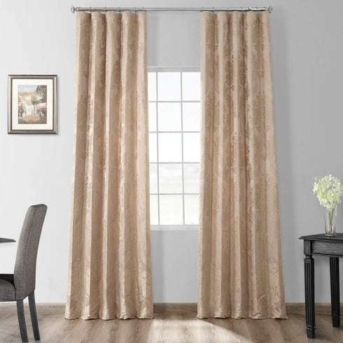 HPD Half Price Drapes Designer Damask Curtains, 96 Inches Long, Faux Silk Room Darkening (1 Panel)