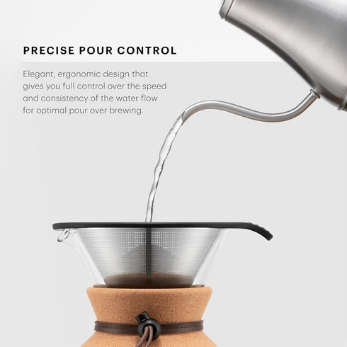27oz Bodum Melior Gooseneck Electric Water Kettle, Pour Over Coffee & Tea, Brushed Stainless Steel