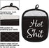 Funny Oven Pads Pot Holder with Pocket, Hot Shit Humor Gift for Baker