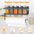 Spice Rack Magnetic Shelf, Foldable Refrigerator Magnetic Spice Holder, Wall Mounted Seasoning Organizer Hanging Spice Storage Stand with Paper Towel Holder Roll & Hooks