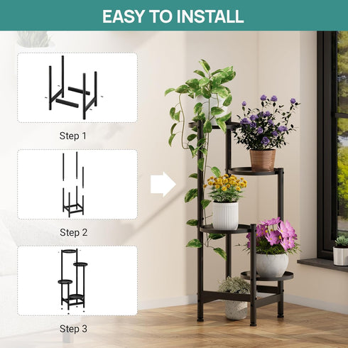 4-Tier viewcare Plant Stand, Heavy Duty Metal Planter Rack -Indoor/Outdoor Shelves - Display Multiple Flower Pots, Iron