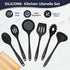 Culinary Couture Black Silicone Kitchen Utensils Set of 6, Non-Stick Heat-Resistant Kitchen Utensils with Steel Inner