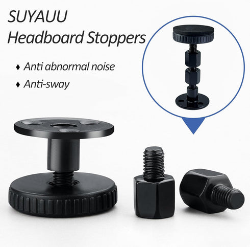 4PCs 26-80mm Adjustable Threaded Bed Frame Anti-Shake Tool, Headboard Stoppers, Black Bedside Anti Shake Tool for Beds